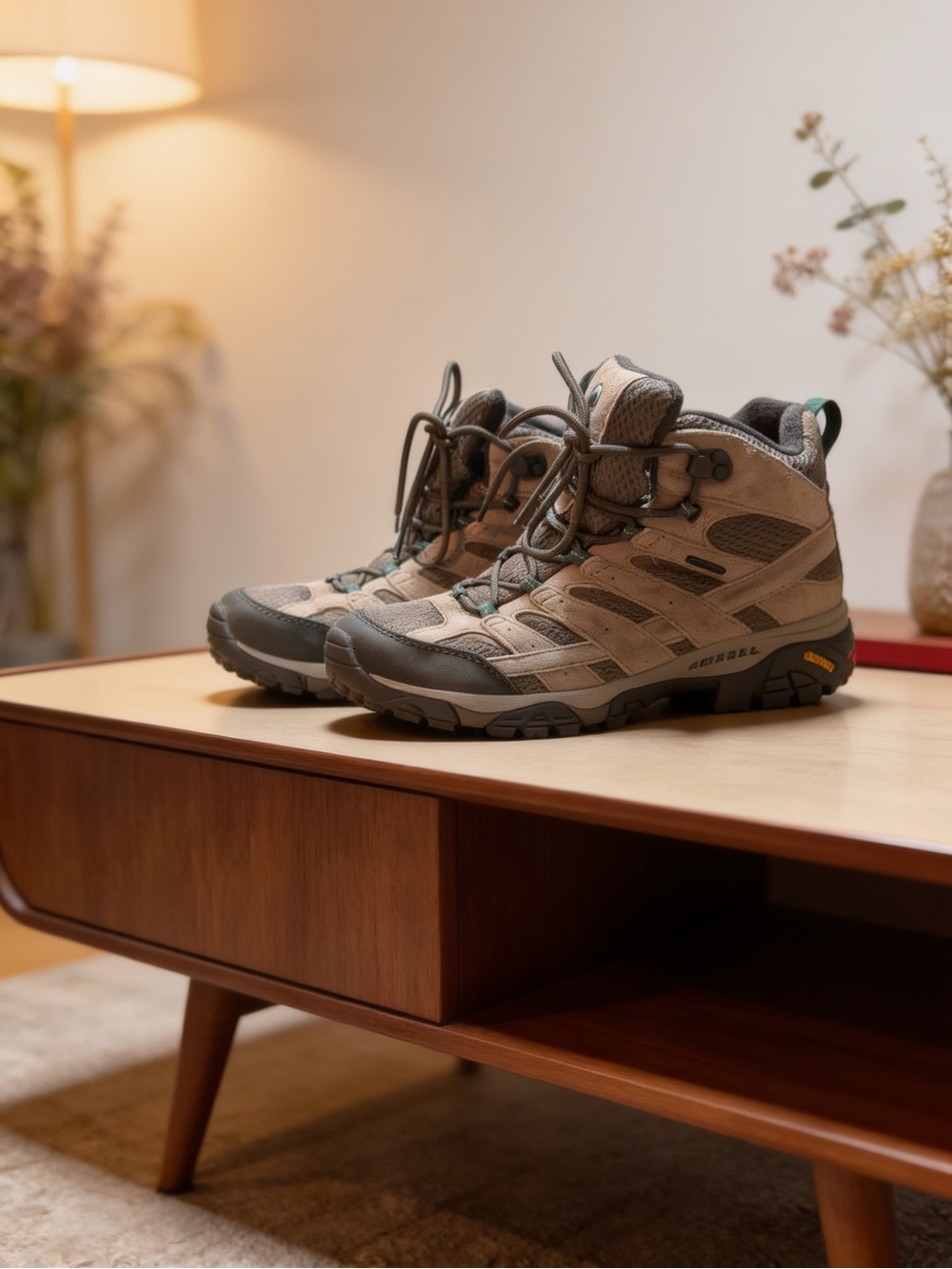 Merrell Men's Tan and Dark Gray Hiking Boots